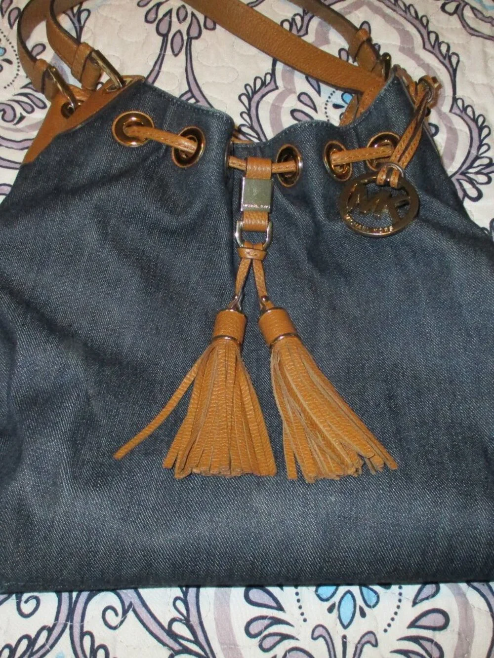 Beautiful Michael Kors Denim Tassel Marina Tote Bag